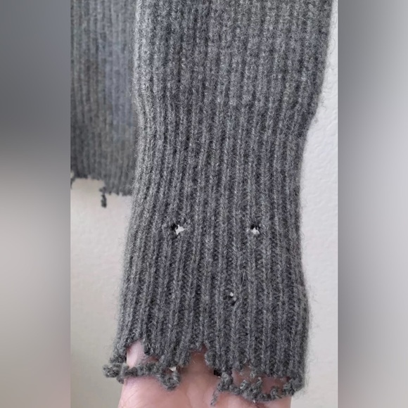 NWOT RtA CELINE Hooded Sweater Dress Tunic Hoodie Cashmere Knit Ash Distressed - Picture 6 of 16